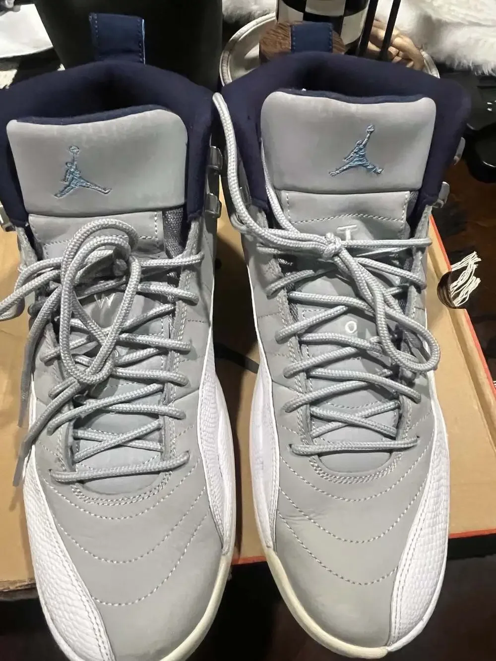 Air Jordan 12 Retro Wolf Grey/University Blue-White-Midnight Navy